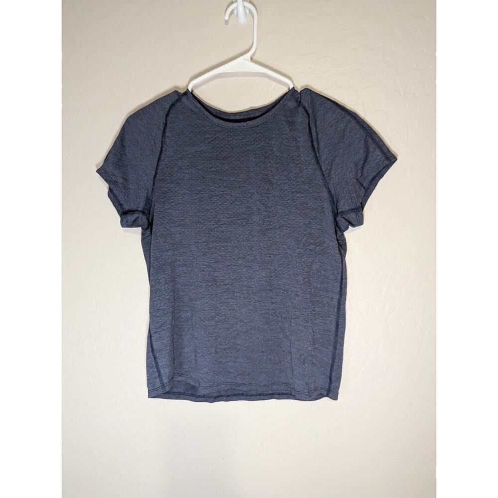 Outdoor Voices Cloud Knit Crew Neck All Day Short Sleeve Shirt Navy Blue Small